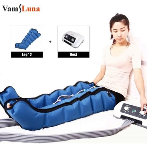 Blue 6 Air Chambers Leg Compression Massager Vibration Infrared Therapy Arm Waist, Air Wraps Relax Pain Relief Massagers