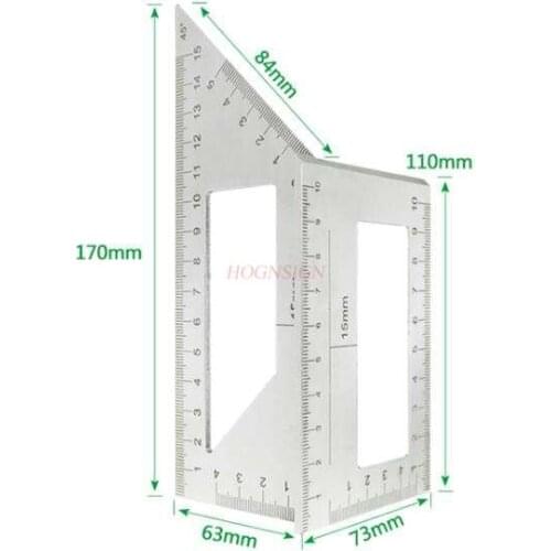 Aluminum alloy 45 degrees 90 degrees line ruler multi-function angle ruler turn ruler tool woodworking line