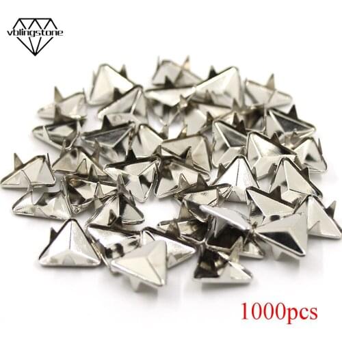 1000pcs 12/16MM Rivets Sliver Three Claws Rivet Studs For Punk Leather Metal Spike For Shoes Clothes Bag Bracelet
