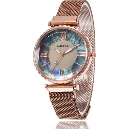 Fashion Women Watch Wild New Watches Magnet Buckle Luxury Fashion Ladies Geometric Roman Numeral Quartz Movement Clocks Relogio