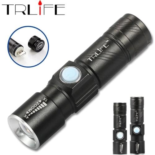 Powerful USB LED Flashlight Rechargeable LED Torch Light Lanterna Built-in 1200mah Lantern Tactical Flashlights for Bicycle