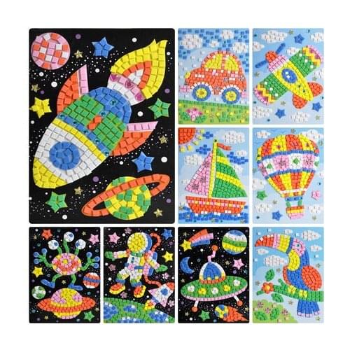 Mosaic diamond stickers cartoon paste paper kindergarten 3-6 years old diy creative children handmade material package