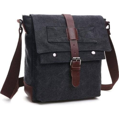 Men Crossbody Bag Male Business Messenger Bags Men Shoulder Bag Canvas Retro Casual Travel Bag Boys Small Bag for School
