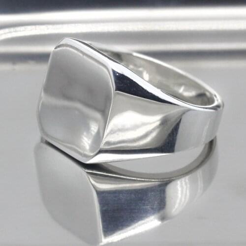 Customized Engraved 925 Sterling Silver Men Ring Square Rings for Male Women Unisex Lovers Couples Wedding Band Jewelry Gift