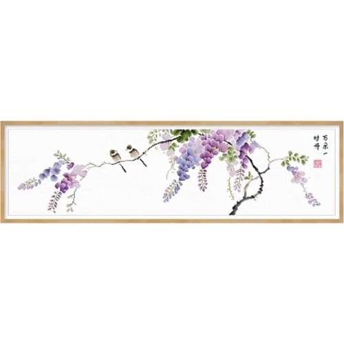 Plum Blossom Wisteria Purple Flowers Stamped Cross Stitch Kit embroidery needlework set