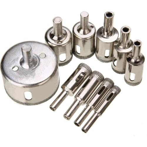 10pcs Diamond Coated Holesaw Set Marble Drill Bit 8/10/12/14/16/18/20/22/25/50mm Mayitr For Tile Ceramic Glass
