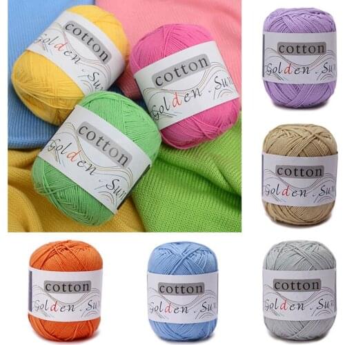 50g/Roll DIY Hand Knitting Yarn Cotton Cord Thread Fine Solid Color For Embroidery Crochet Pearl Lace Sweater Baby Line
