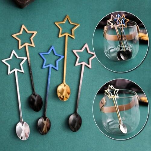 New Stainless Steel Coffee Spoon Star Shape Dessert Ice Cream Tea Spoon Drinking Stirring Spoon Flatware Kitchen Supplies