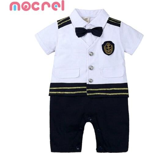 New Summer Infant Child Baby Climb Clothes One Hundred - Day Clothes Navy Clothing Baby Romper Suit With Short Sleeves Rompers