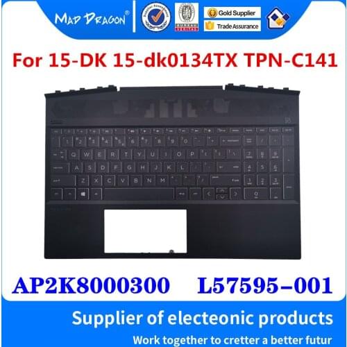 NEW Laptop US White backlit keyboard palmrest Upper cover For HP Pavilion 15-DK 15-dk0134TX TPN-C141 AP2K8000300 L57595-001