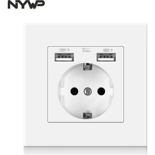 NYWP wall usb plug, many new style panel, room socket, ac 110v-250v 16a wall embedded, double usb eu standard plug