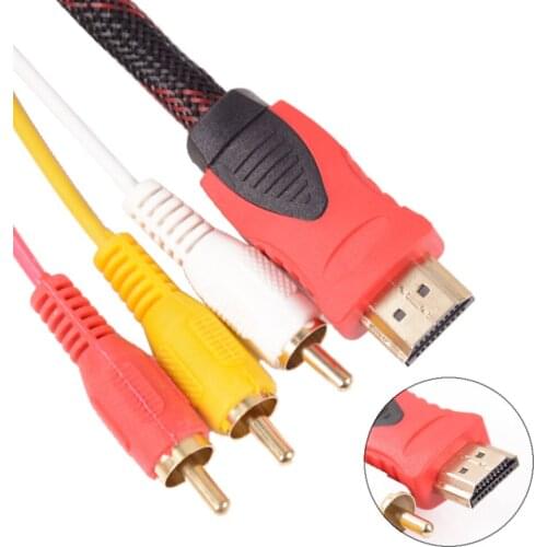 New 1.5M Conversion Converter HDMI to RCA Cable HDMI Male to 3 RCA AV Male AV Composite Male M/M Connector Adapter Cable Cord