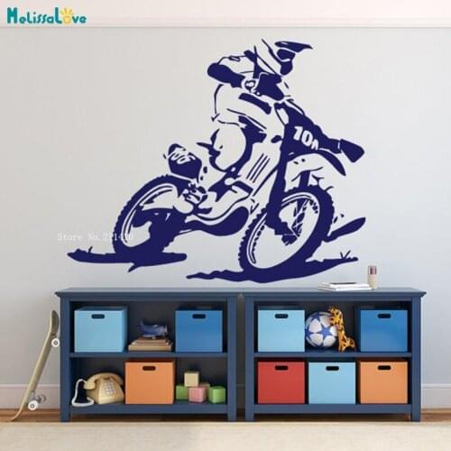 Simple Motocross Bike Wall Stickers Home Decoration Living Room Man Game Exciting Racing Stimulating Sport Murals YT5703
