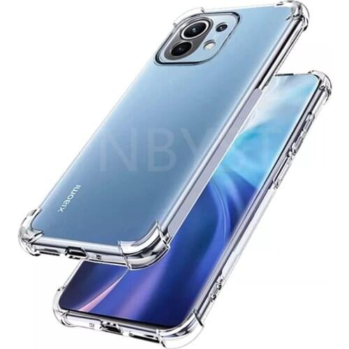 Clear Shockproof Silicone Case For Xiaomi Mi 11i Mi 11 Lite Mi Note 10 Pro Mi 10T Lite Mi 8 9 Mi A1 A2 A3 5G Soft TPU Back Cover