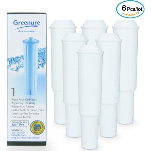 Certified coffee machine water filter, compatible with Jura Clearyl White, 64553, 7520, 60209, 68739 6 packs