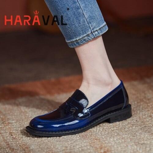 HARAVAL Women Pumps Shoes Mary Janes Patent Leather Office & Career Office Lady Round Toe Footwear Female Shoes Spring AutumB376