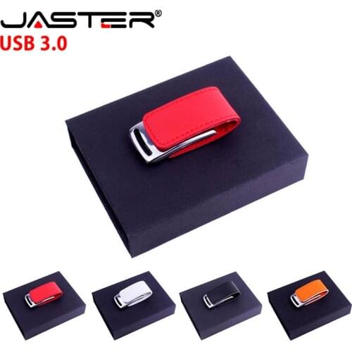 JASTER USB 3.0 customer LOGO metal leather usb + gift box usb flash drive pendrive 4GB 8GB 16GB 32GB 64GB memory stick U disk