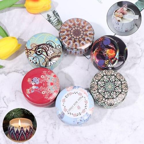 Vintage DIY Candle Tin Jars Holder European Flower Printed Storage Case For Dry Spices Camping Sweets Jewelry Gifts Storage Pots