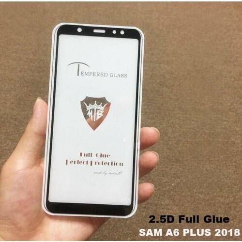 Full Glue Cover Tempered Glass Screen Protector for Samsung Galaxy A6 plus 2018 A6+ A605 A605G A6 2018 Anti fingerprint film