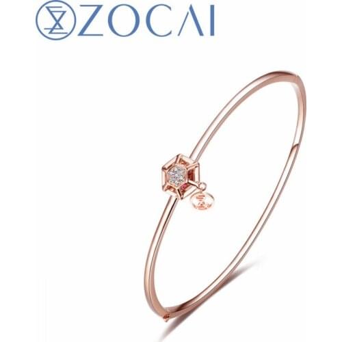 ZOCAI New Design Diamond Bracelet Real Certificated Diamond 0.05 CT Ruby 0.05 CT 18K Rose Gold (AU750) Party Bracelet JBZ90049T