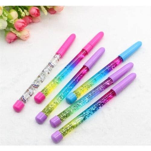 1Pc 0.5mm Blue Ink Fairy Stick Ballpoint Pen Drift Sand Glitter Crystal Ball Pen Rainbow School Supplies Stationery Writing Pen