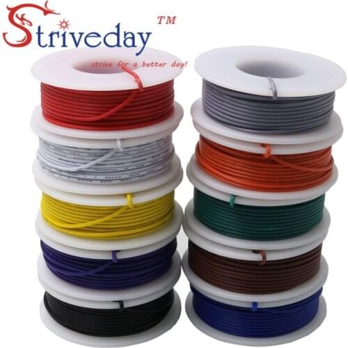 10 m/roll 32.8ft UL 1007 24awg Stranded Wire Electrical line PCB Cable Line Airline Tinned Copper Copper Wire DIY