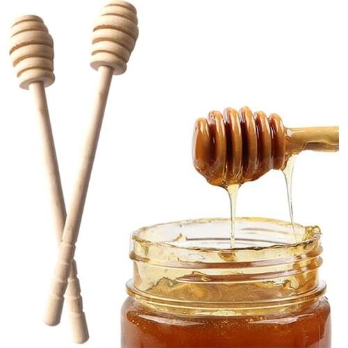 2pc 16cm Long Handle Wood Honey Stir Bar Spoon Practical Honey Mixing Jar Spoon Coffee Milk Tea Stick Kitchen Dining Bar Tool