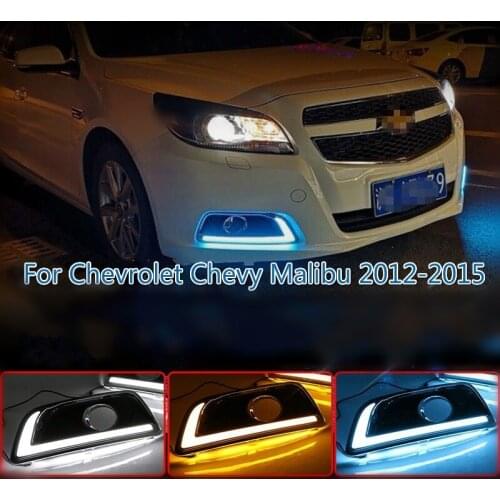 2PCS For Chevrolet Chevy Malibu 2012-2015 Driving DRL with turn signal Daytime Running Light fog lamp Relay Daylight car styling