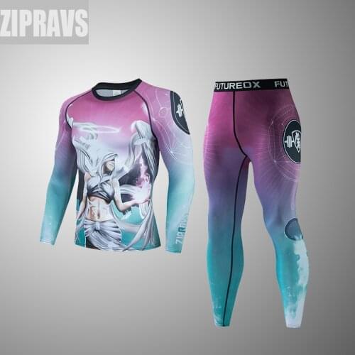 ZIPRAVS brand new brand 2-piece mens workout sportswear gym fitness compression clothing running jogging clothing Rashguard2021