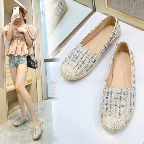 2021 Casual and Comfortable Low-cut Hemp Rope Sewn Casual Single Shoes Solid Color Round Toe Flat-heel Lazy Fisherman Shoes