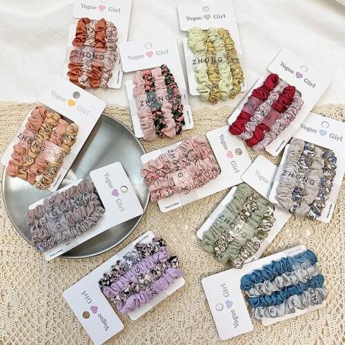 4 Pcs/Set Women Girls Elegant Floral Elastic Hair Bands Ponytail Holder Scunchies Rubber Bands Female Fashion Hair Accessories
