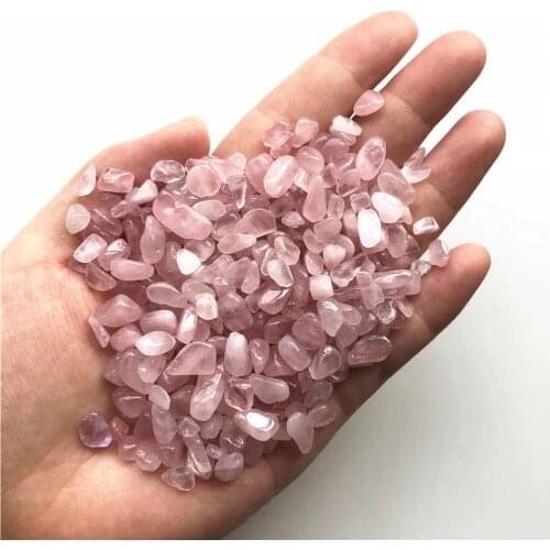 5-7mm Natural Pink Rose Quartz Crystal Gravel Stone Rock Chips Lucky Healing Natural Quartz Crystals 50g