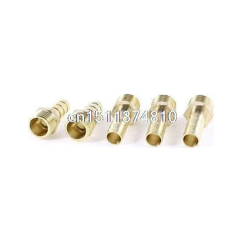 5pcs 1/4"PT Male Thread to 5/16" Pneumatic Air Hose Barb Straight Connector