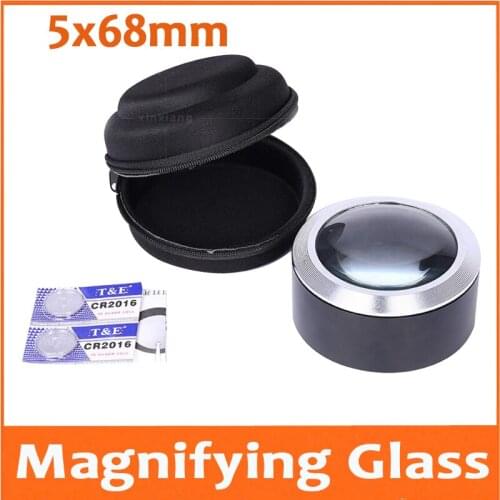 5X LED Illuminated Light K9 Optical Lens Reading Magnifier Desktop Mirror Magnifying Glass Loupe for jade jewelry Identification