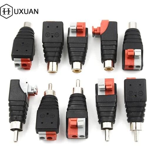 Speaker Wire Cable to Jack RCA Press Plug Male Adapter Connector