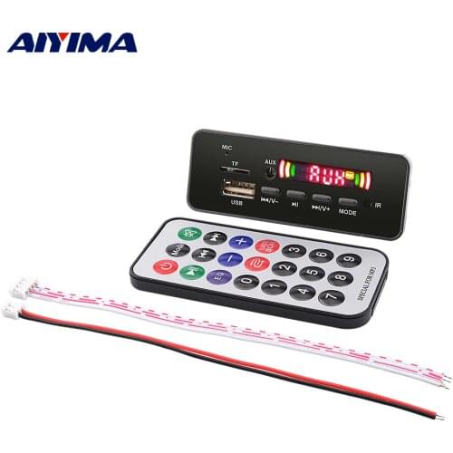 AIYIMA 12V Bluetooth Decoder Board Color Display Decoding MP3 Player WMA WAV FLAC USB TF FM DIY Sound Audio Speaker Amplifier