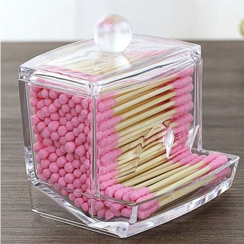 Acrylic Cotton Swabs Storage Holder Box Portable Transparent Makeup Cotton Pad Cosmetic Container Jewelry Organizer Case