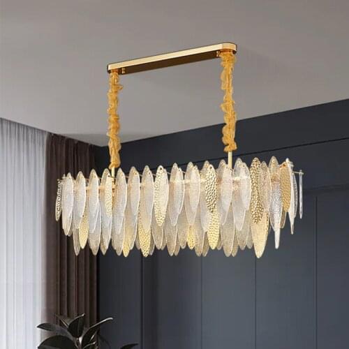 Atmospheric fashion oval glass villa dining room chandelier Creative personality Duplex building dining room lights