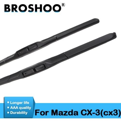 BROSHOO Auto Natural Rubber Wipers Blade For Mazda CX 3 CX3 22"&18",Fit Standard Hook Arms 2015 2016 2017 2018 Car Styling