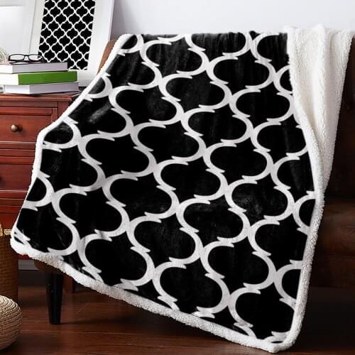 Black Morocco Geometry Throw Blanket Soft Fleece Blankets Winter Blanket Portable Picnic Blankets Bedclothes