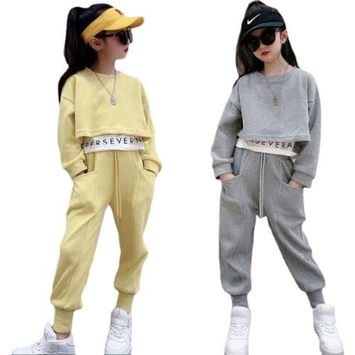 Childrens Wear Autumn Sports Set Spring Long Sleeved Coat+ Leisure Pants Baby Girl Clothes 4-12 Ages Teenage Girls Clothing