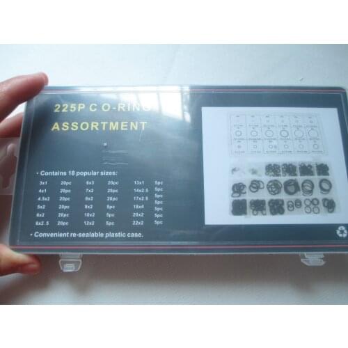 Fixmee Free shipping Professional Convenient Hardware 225pc Black O-Ring Rubber Type Kit/Assortment/Set 3-22 MM