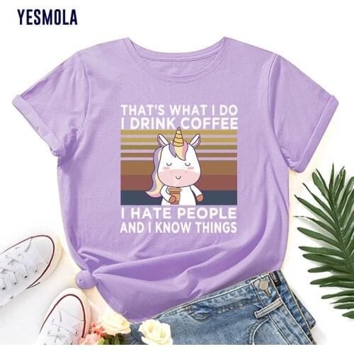 YESMOLA Cute Unicorn Print T-shirt Women Harajuku Ullzang Unicornio Kawaii Cartoon Tshirt Female Korean Casual T-shirt