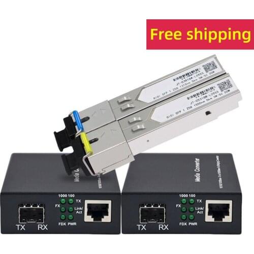5KM 1000Mbps Gigabit Media Converter SFP Transceiver Module Fast Ethernet RJ45 To Fiber Optic Switch 2 Port SC Single Mode