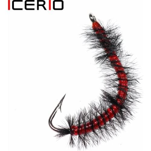 ICERIO 8PCS Red Bow San Juan Worm Nymphs Trout Fishing Fly Lures #6