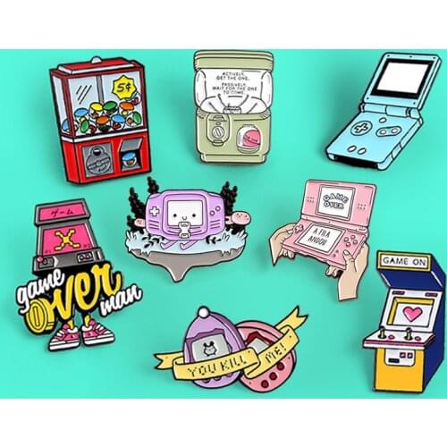Game Machine Enamel Pins GAME OVER! Game player Handheld game controller Brooches Retro Game Lovers Pins Badge Accessories