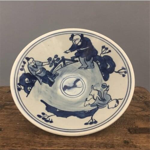 Jingdezhen antique ceramic hand painted figure hat bowl home decoration