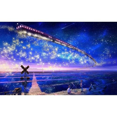 JMINE Div 5D Space Train Sky Night Full Diamond Painting cross stitch kits art High Quality Cartoon 3D paint by diamonds