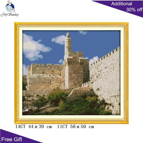 Joy Sunday David Tower Needlework F581 14CT 11CT Counted Stamped Home Decor David Tower Embroidery DIY Cross Stitch kits