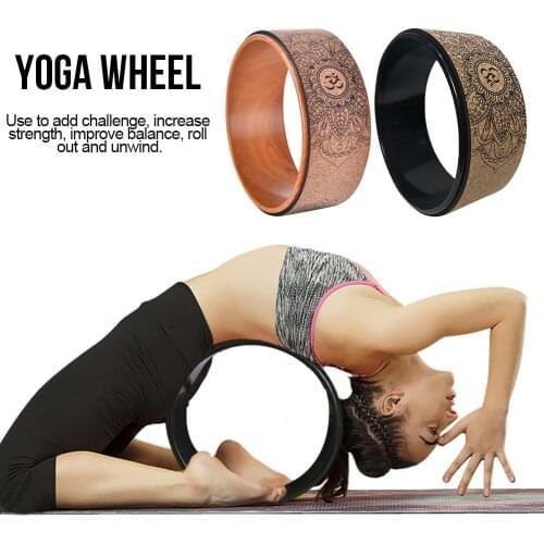 Natural cork Yoga Wheel Back Training Yoga Ring Pilates with Buddha Lotus TPE Yoga Circles Gym Professional Fitness Equipment